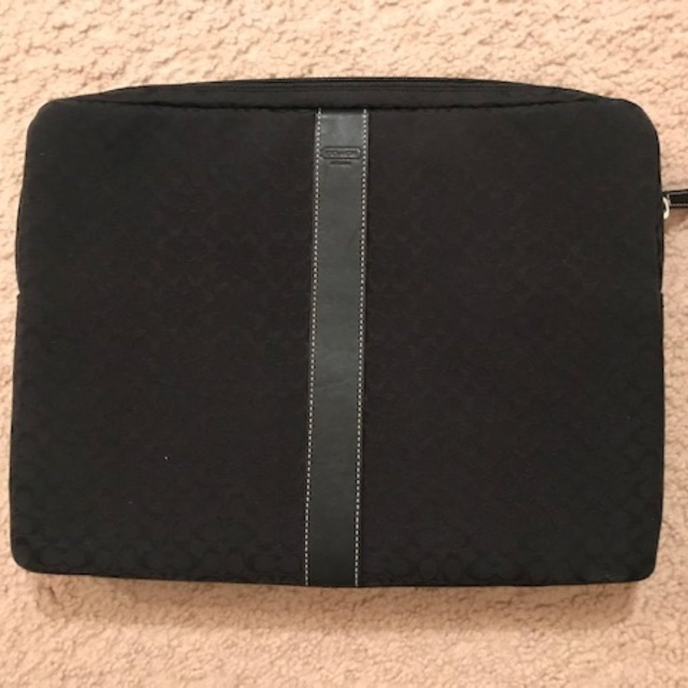 Coach Black Laptop Sleeve, Signature Canvas